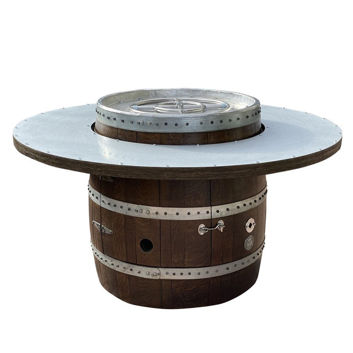 Wine Barrel Dude Custom Height Barrel 46-Inch Wooden Gas Fire Pit Table